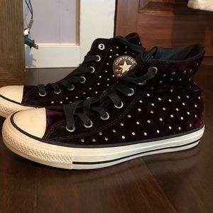 Velvet purple converse sneakers gold detail